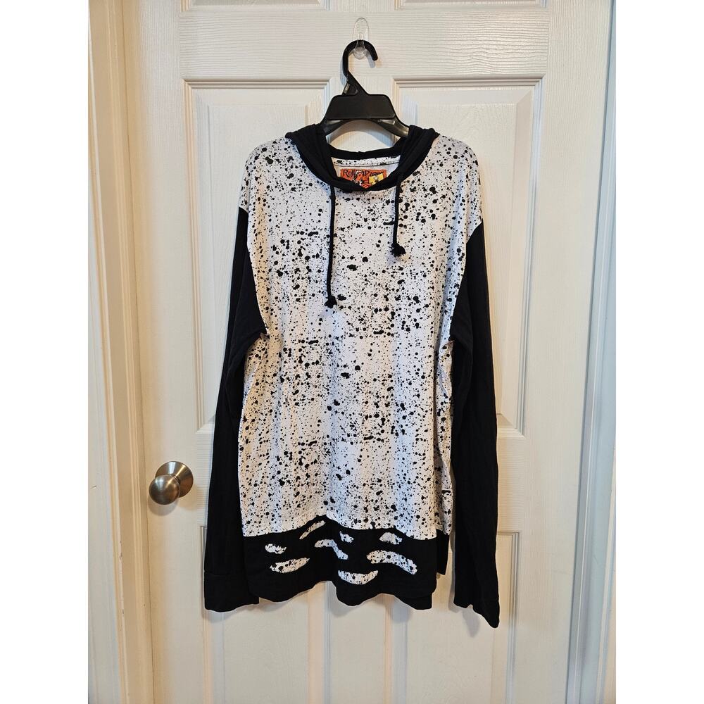 Rolling Paper Hoodie Men’s XL Black White Splatter Graphic Streetwear Cotton